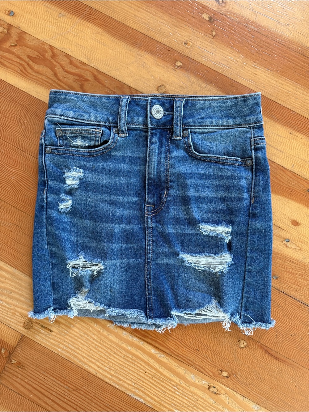 American Eagle Hi Rise‎ Mini Stretch Denim Skirt 00 Short